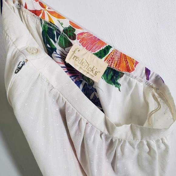 Vintage Frederick's Of Hollywood Floral Midi Skirt‎ 13 6 White Tropical - Picture 10 of 13
